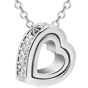 Heart In Heart 💕 Stunning Necklace With Swarovski Crystal Elements